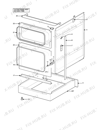 Взрыв-схема плиты (духовки) Tricity Bendix SB463BK - Схема узла H10 Outer Frame